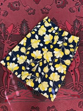 Talbots Navy Blue and Yellow Floral Skirt